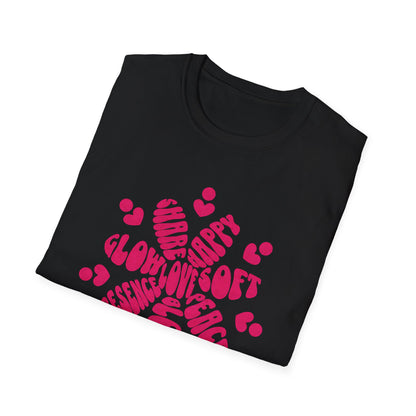 Love is T-Shirt - Vibrant Pink Flower Shape Typography  Design