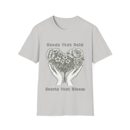Hands That Hold, Hearts That Bloom - Monochrome T-Shirt