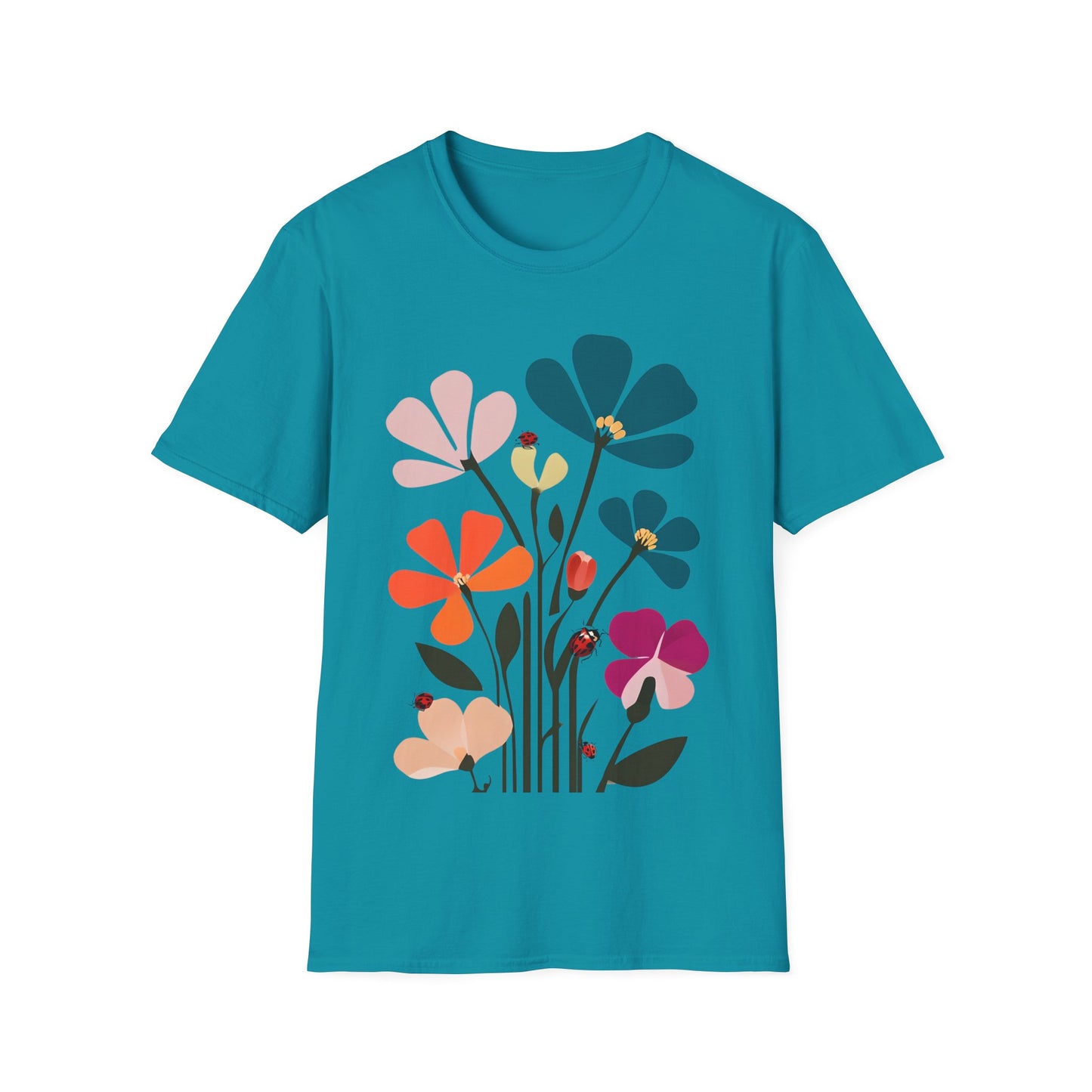 Vibrant Flowers Minimalistic T-Shirt Design
