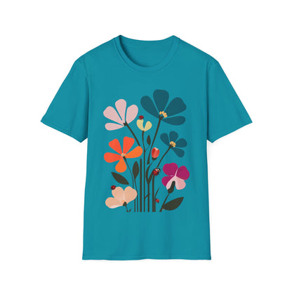 Vibrant Flowers Minimalistic T-Shirt Design