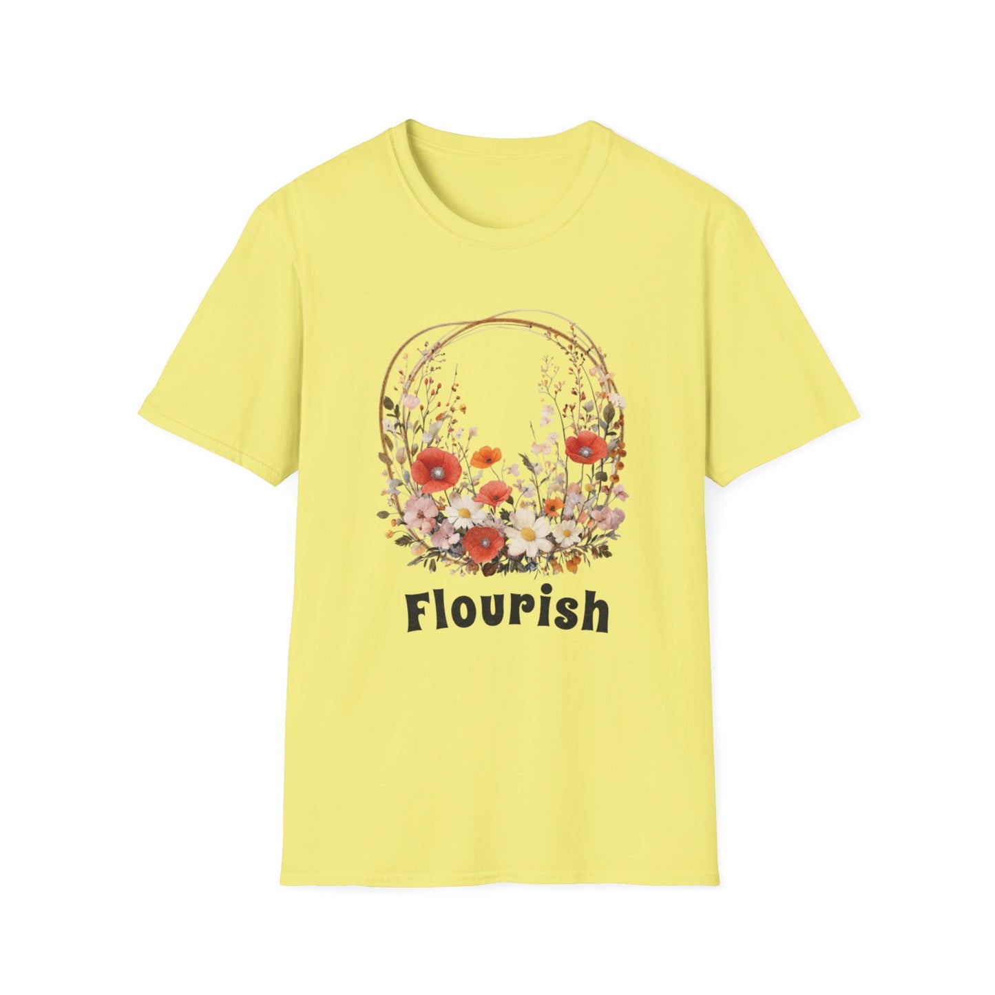 Flourish  - Vintage Watercolor Floral Circular Wreath T-Shirt