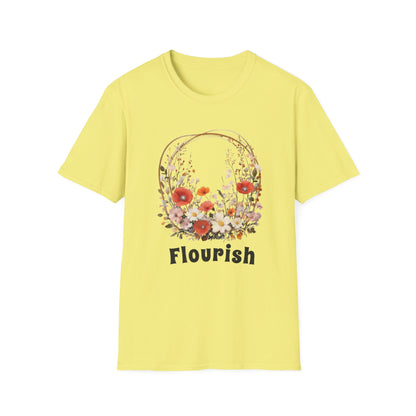 Flourish  - Vintage Watercolor Floral Circular Wreath T-Shirt