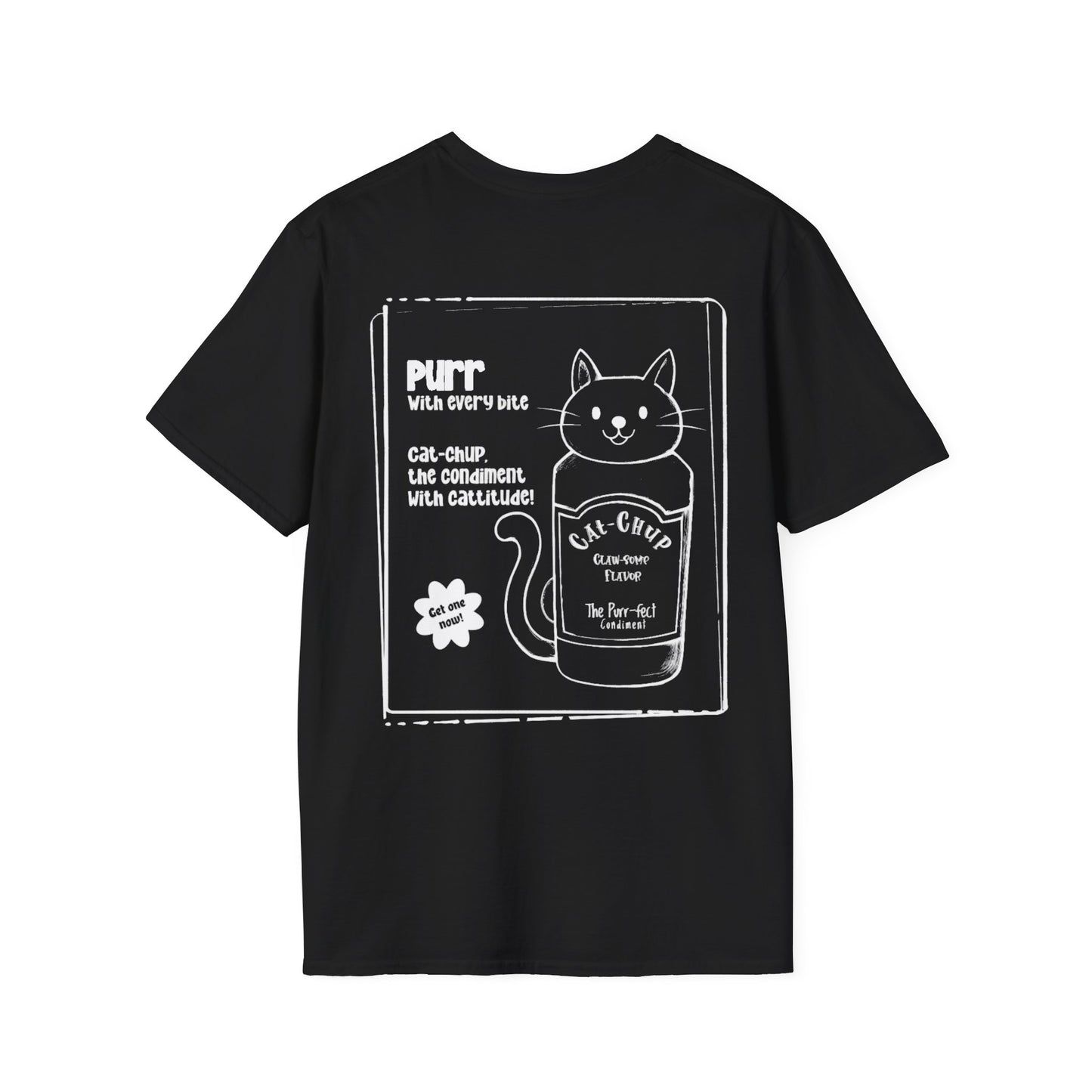 Cat-Chup T-Shirt - Cat-Shaped Catchup bottle Advertisement Design