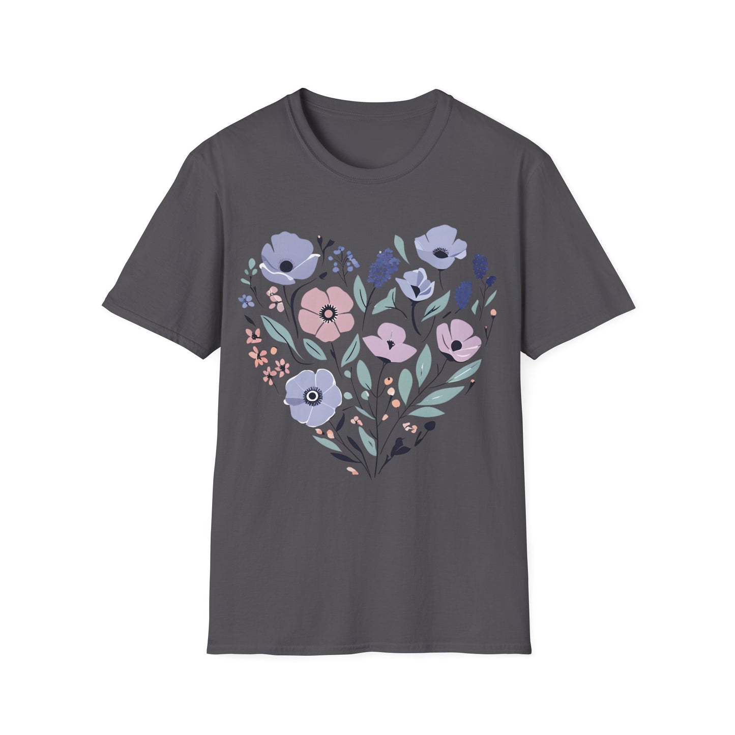 Heart Shaped Floral Arrangement T-Shirt -  Pastel Tones Design