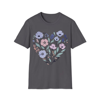 Heart Shaped Floral Arrangement T-Shirt -  Pastel Tones Design