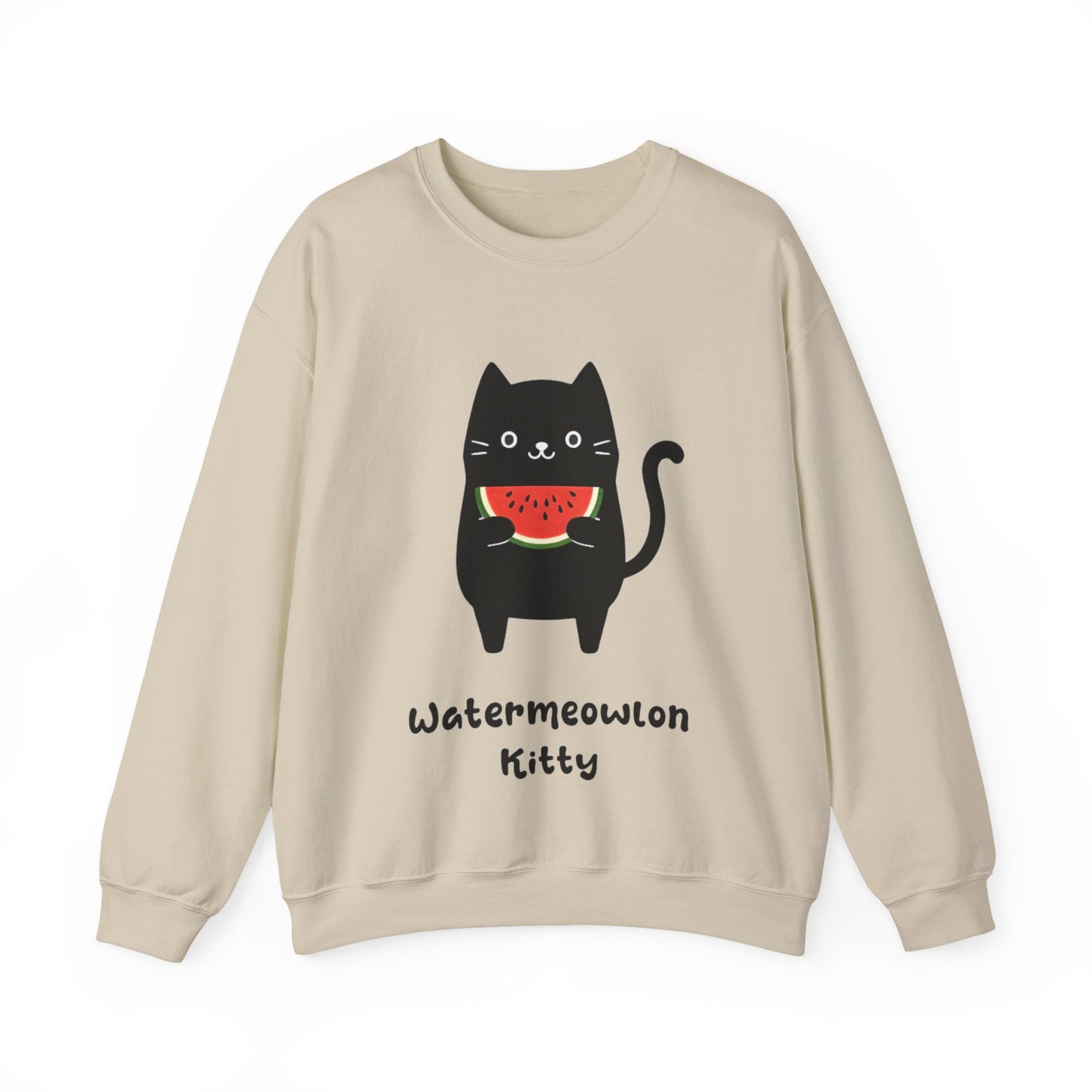 Watermeowlon Kitty - Playful Cat Silhouette with Colorful Watermelon slice Sweatshirt