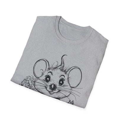 Have A Mice-Day T-Shirt - Mouse Holding Flowers Design