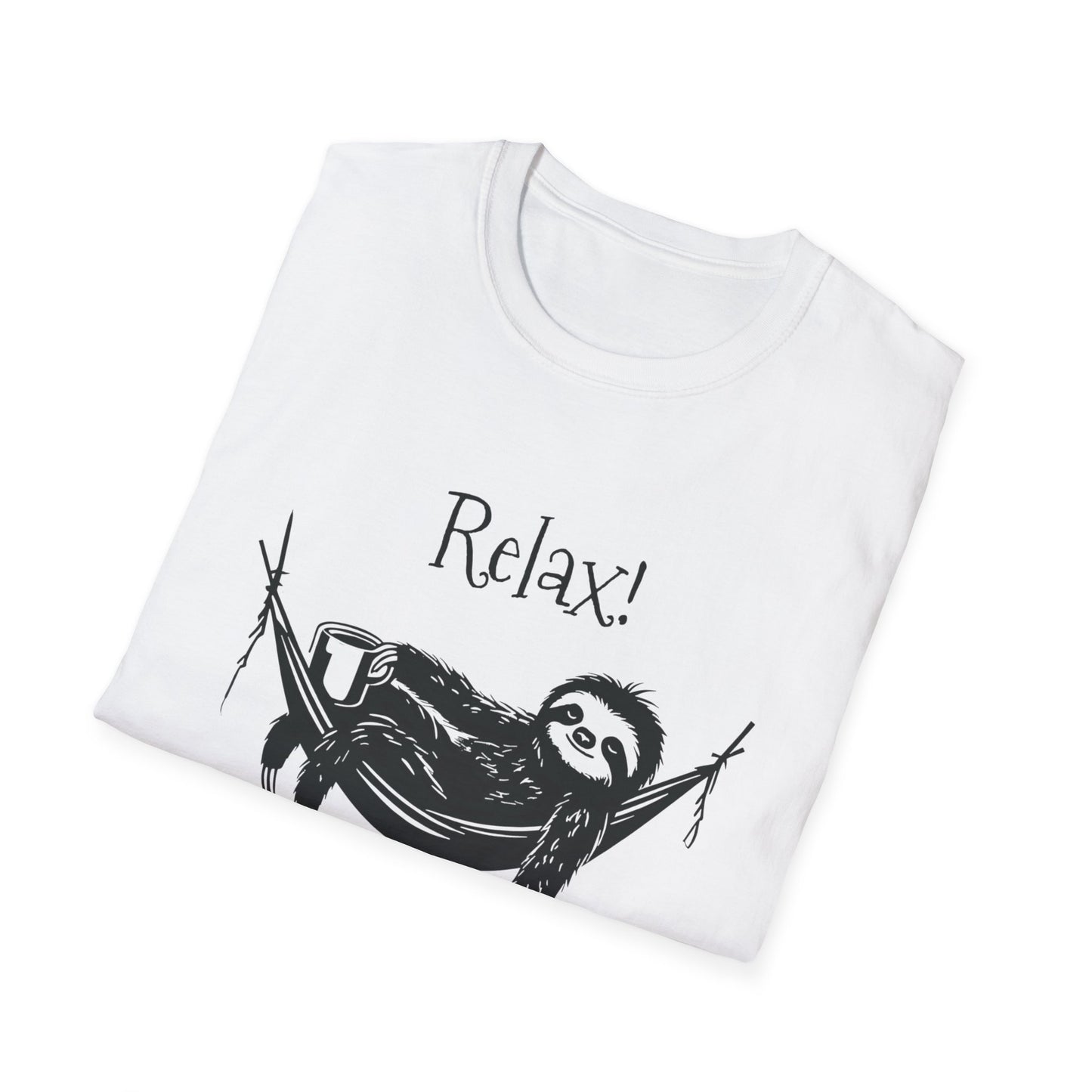 Relax, We Are All Crazy, It Is Not A Competition - Minimalistic Sloth Silhouette In Hammock With Coffee T-Shirt
