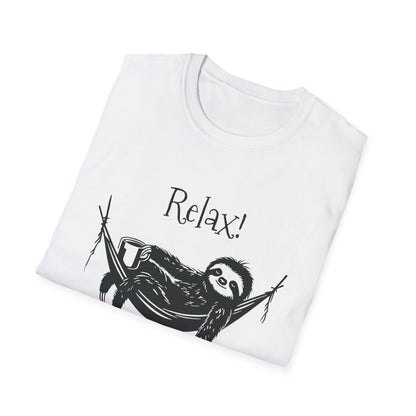 Relax, We Are All Crazy, It Is Not A Competition - Minimalistic Sloth Silhouette In Hammock With Coffee T-Shirt