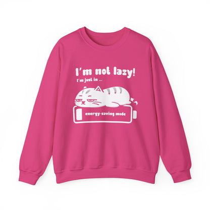 I'm not lazy, I'm Just In Energy Saving Mode - Playful Silhouette Cat On Battery Sweatshirt