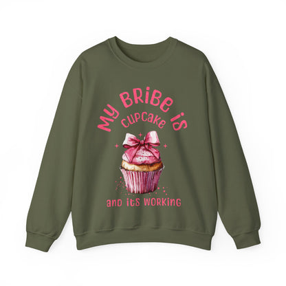 My Bribe Cupcake Makes and its working -  Watercolor Pink Cupcake Sweatshirt