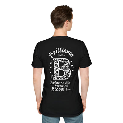 Letter B Flower T-Shirt - Letters Flowers Patterns Front And Back Design