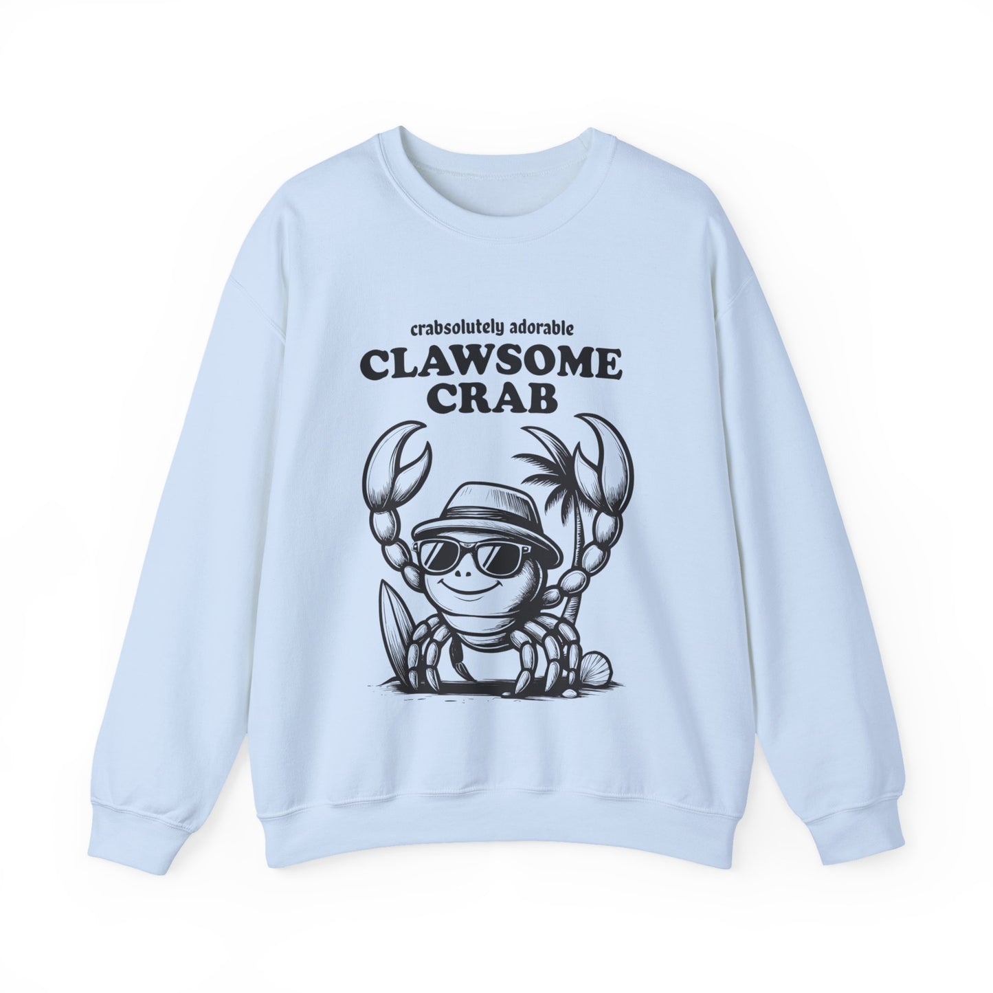 Crabsolutely Adorable Clawsome Crab - Playful Cartoon Crab With Sunglasses And Palm Tree  Sweatshirt