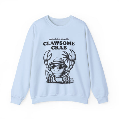 Crabsolutely Adorable Clawsome Crab - Playful Cartoon Crab With Sunglasses And Palm Tree  Sweatshirt