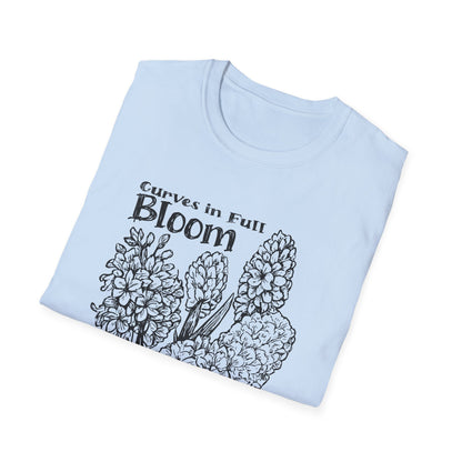 Curves in Full Bloom - Monochrome Floral T-Shirt