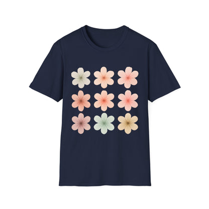 Soft Pastel Flowers Grid T-Shirt