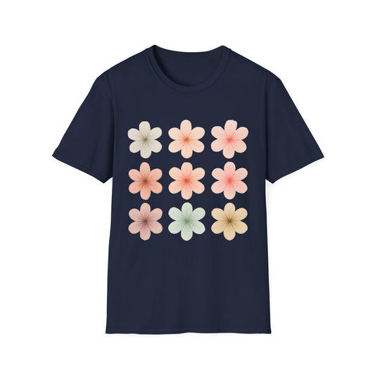 Soft Pastel Flowers Grid T-Shirt