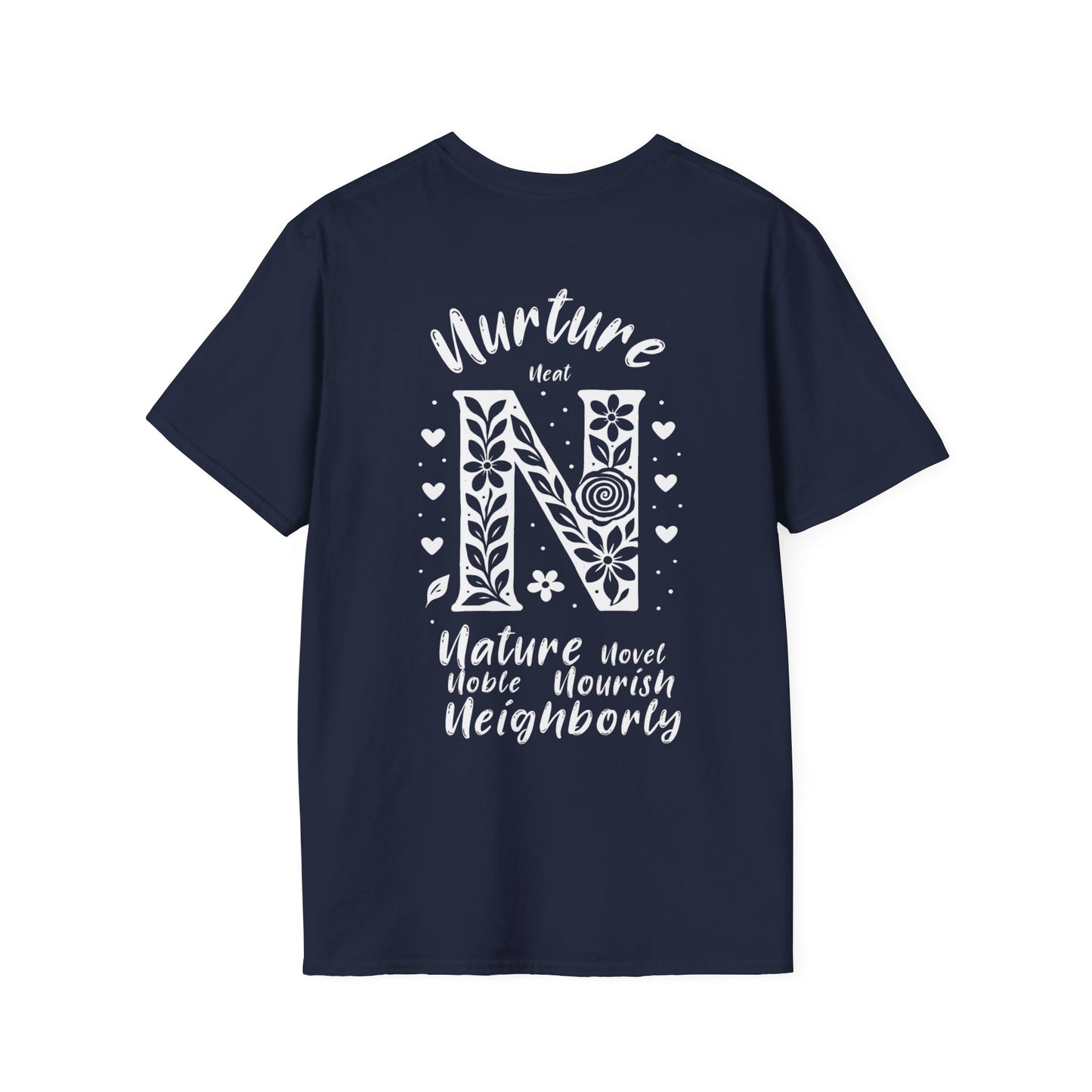 Letter N Flower T-Shirt - Letters Flowers Patterns Front And Back Design
