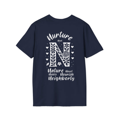 Letter N Flower T-Shirt - Letters Flowers Patterns Front And Back Design