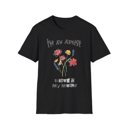 I'm An Artist Nature Is My Muse – Playful Crayon Floral T-Shirt
