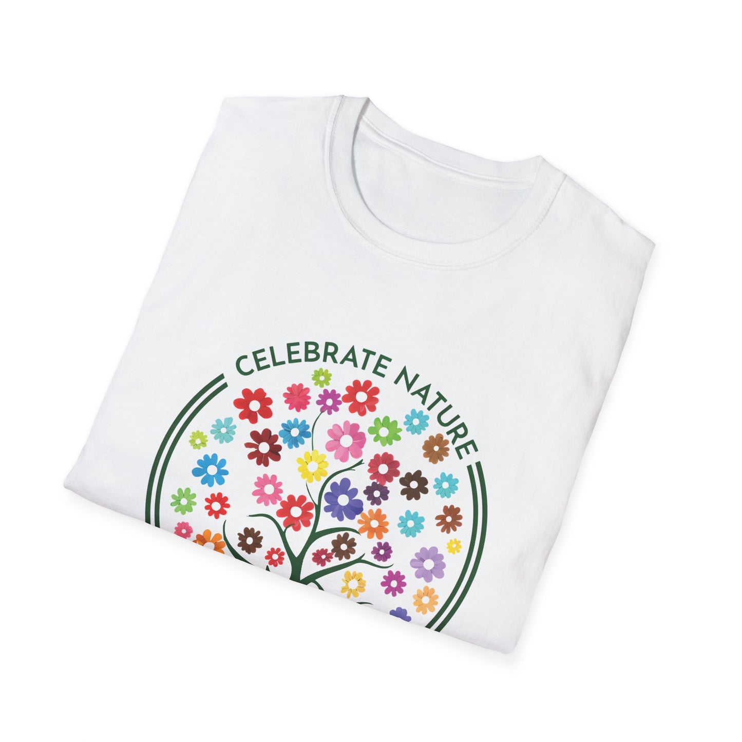 Celebrate Nature With Every Petal  - Logo Style Colorful Tree with Flowers T-Shirt