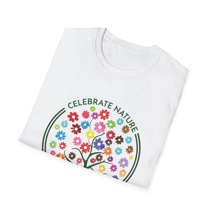 Celebrate Nature With Every Petal  - Logo Style Colorful Tree with Flowers T-Shirt