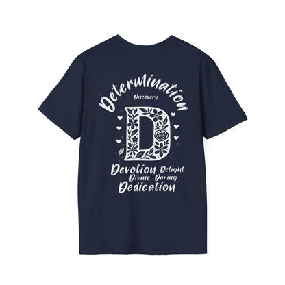 Letter D Flower T-Shirt - Letters Flowers Patterns Front And Back Design