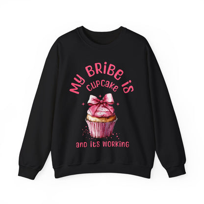 My Bribe Cupcake Makes and its working -  Watercolor Pink Cupcake Sweatshirt