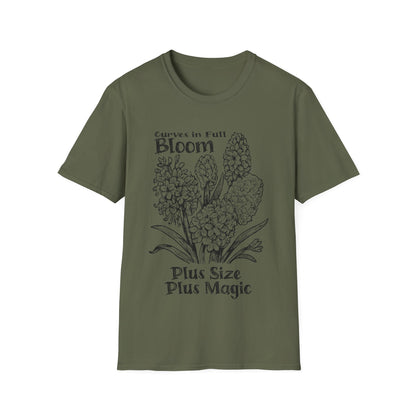 Curves in Full Bloom - Monochrome Floral T-Shirt