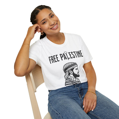 Free Palestine Free World - Man Wearing Palestinian Kuffiyah