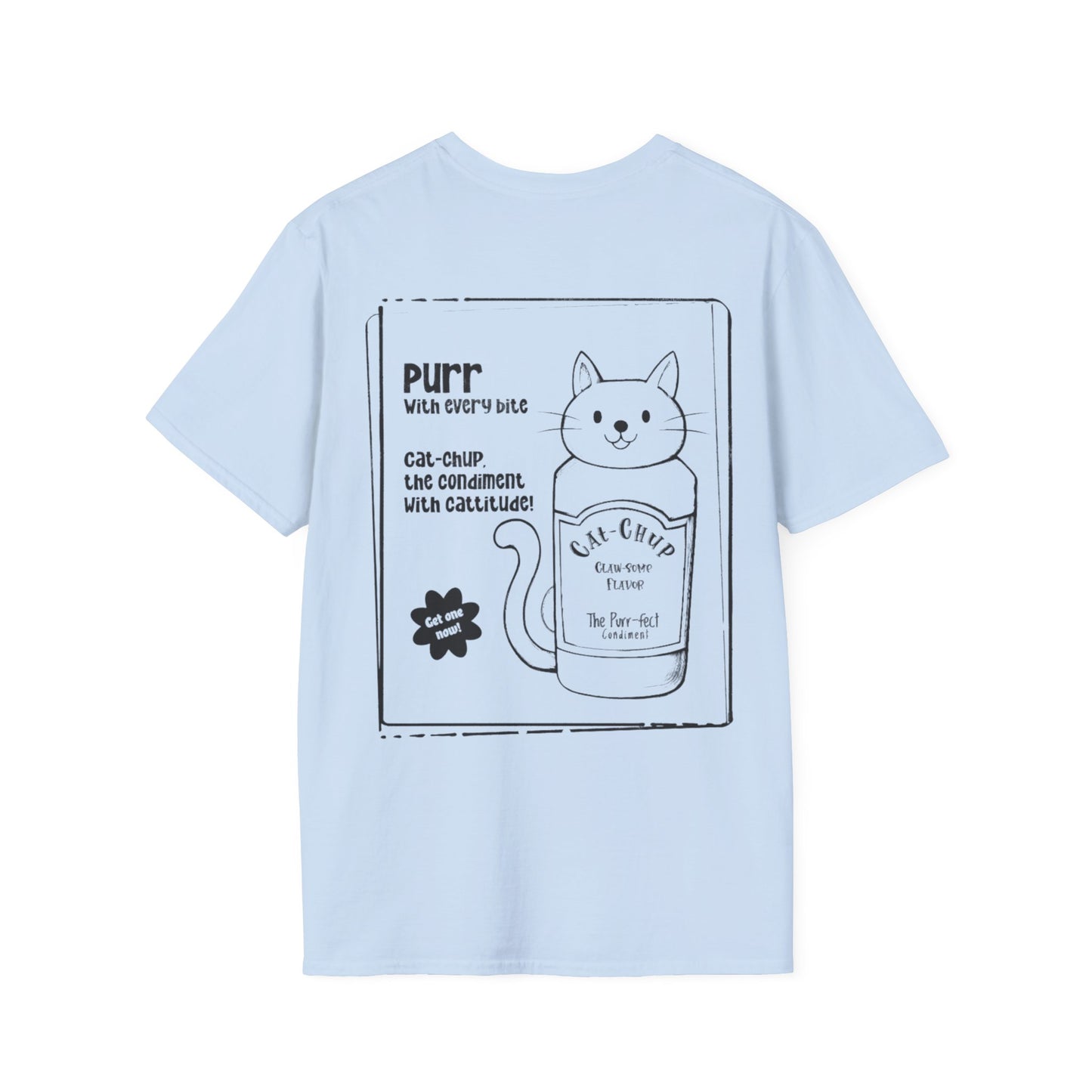 Cat-Chup T-Shirt - Cat-Shaped Catchup bottle Advertisement Design