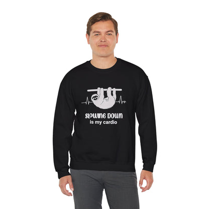 Slowing Down Is My Cardio - Sloth Silhouette With Heartbeat Playful Sweatshirt