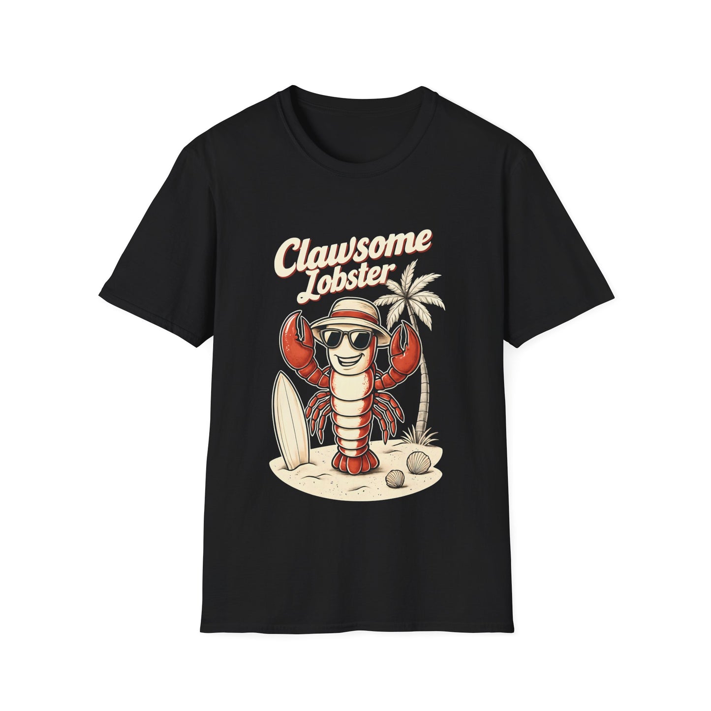 Clawsome Lobster T-Shirt - Lobster with Sunglasses Enjoying Beach Design