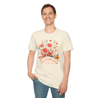 Flourish In Your Way - Watercolor Vintage Circular Floral Bouquet T-Shirt