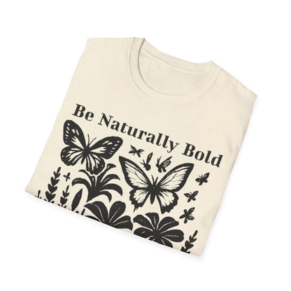Monochrome Bold Botanical Flowers and Butterflies T-Shirt Design