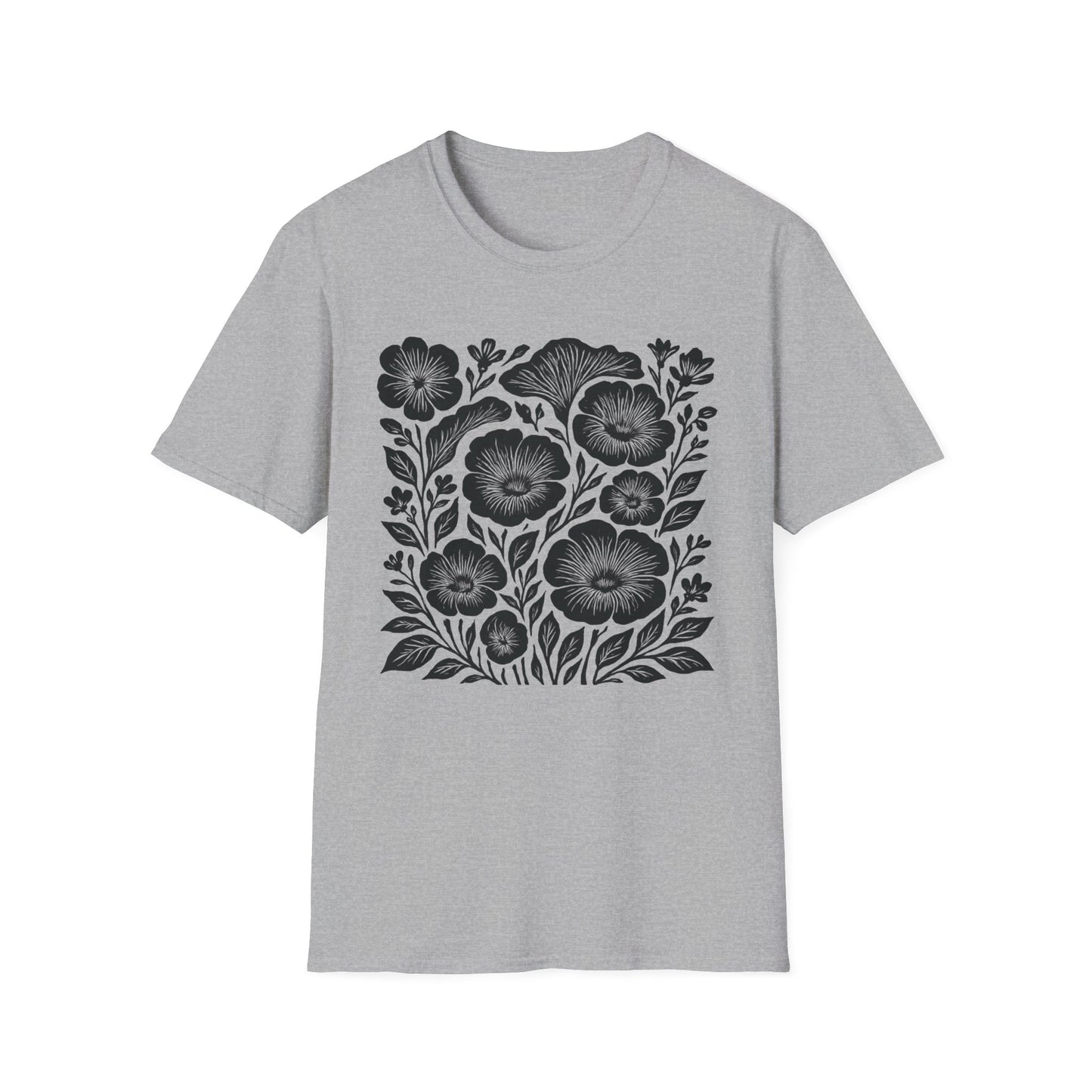 Monochrome Silhouette Cut-out Floral T-Shirt