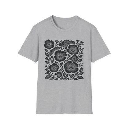 Monochrome Silhouette Cut-out Floral T-Shirt