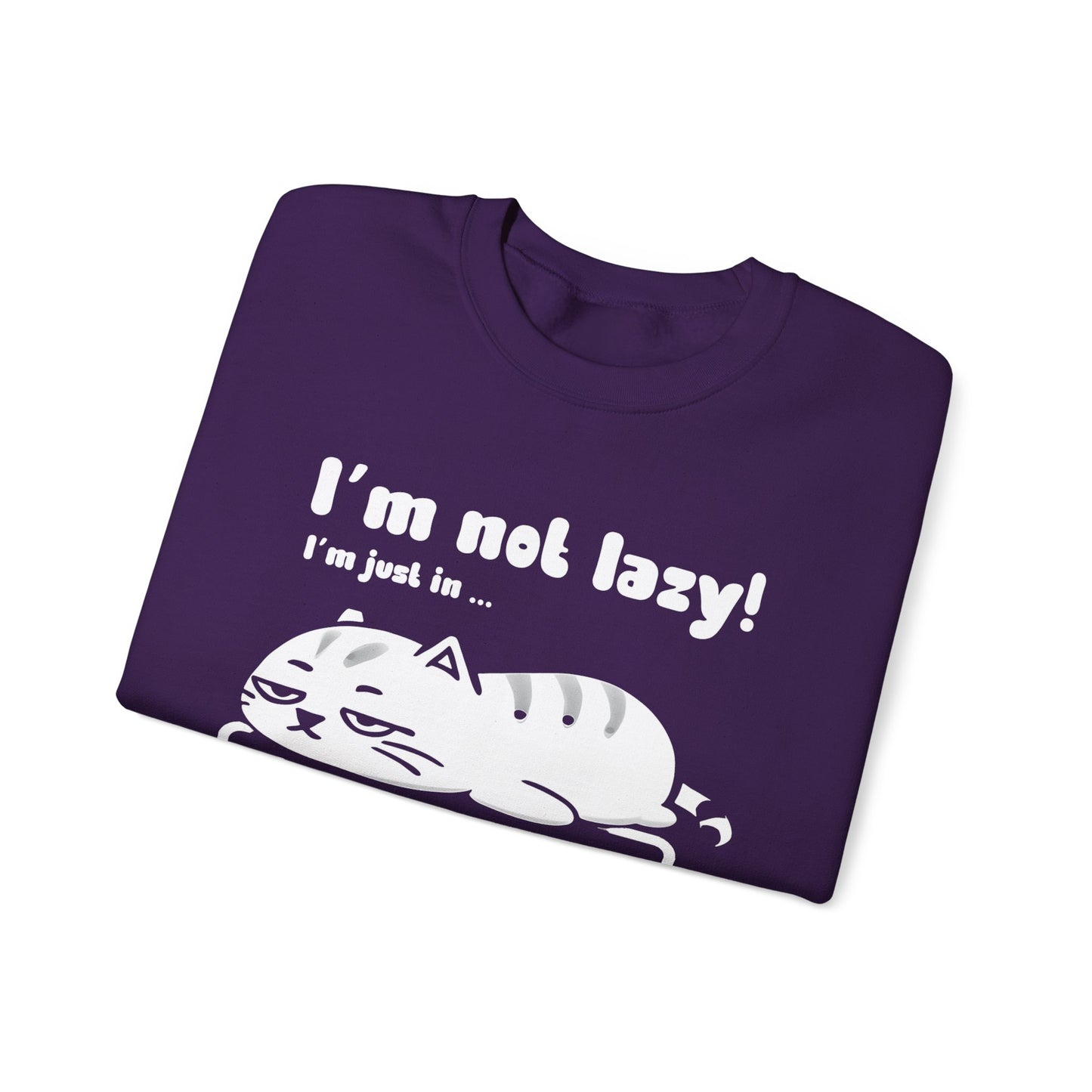 I'm not lazy, I'm Just In Energy Saving Mode - Playful Silhouette Cat On Battery Sweatshirt