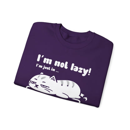 I'm not lazy, I'm Just In Energy Saving Mode - Playful Silhouette Cat On Battery Sweatshirt
