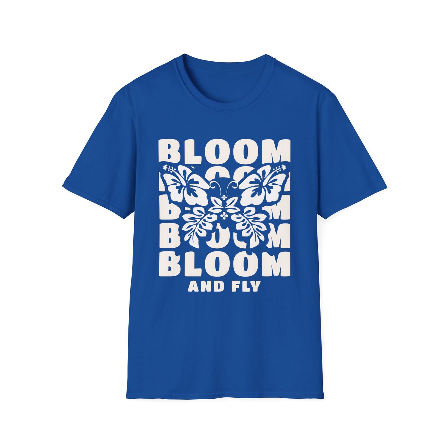 Bloom And Fly - Monochrome Floral Butterfly T-Shirt