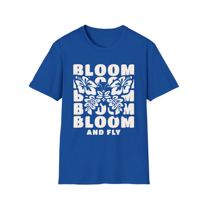 Bloom And Fly - Monochrome Floral Butterfly T-Shirt