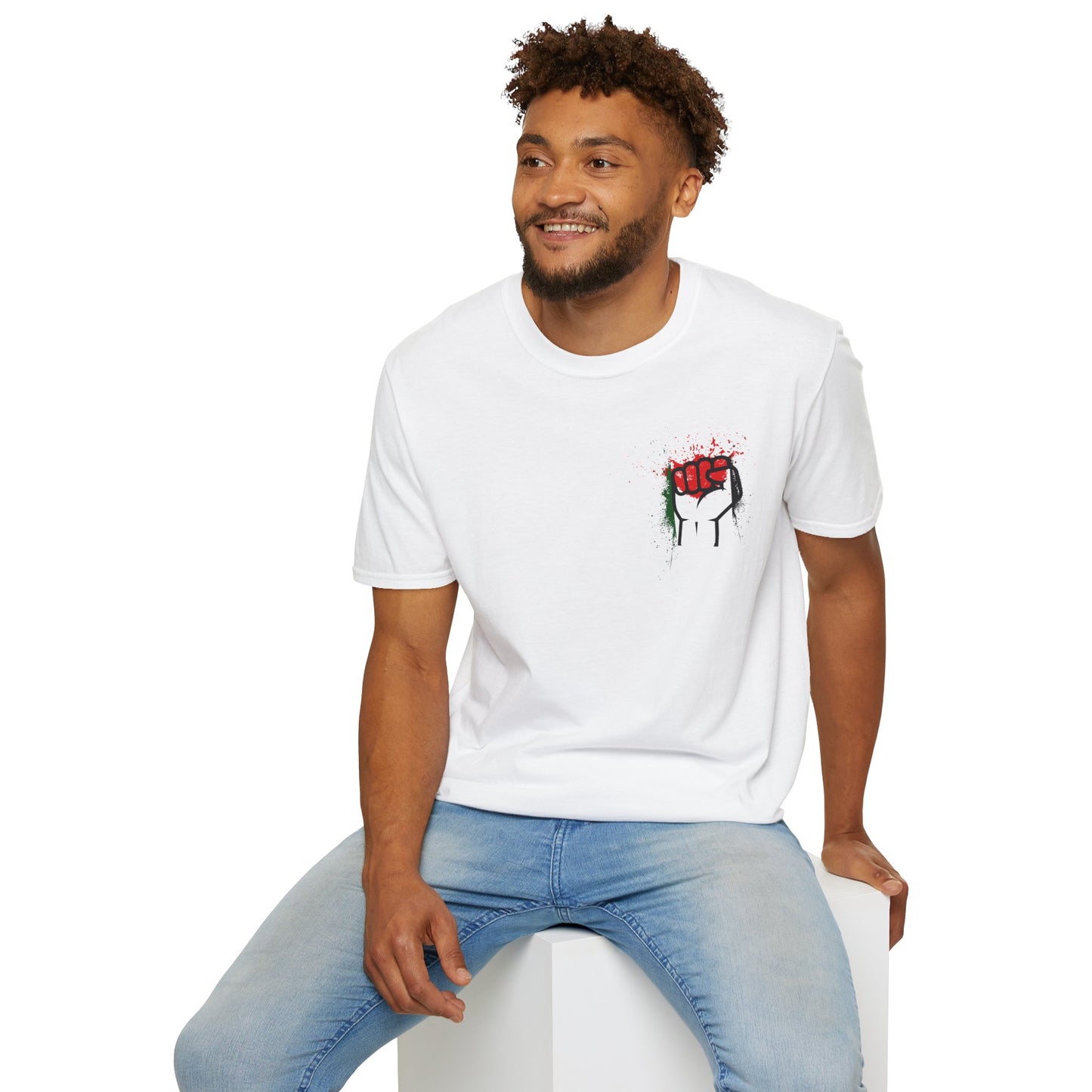 United Until Palestine Is Free - Activism Hand Palestinian Flag Front and Back Design T-Shirt
