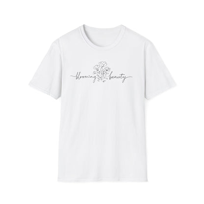 Blooming Beauty T-Shirt - Minimalistic Floral Hand Sketch Style Typography Design