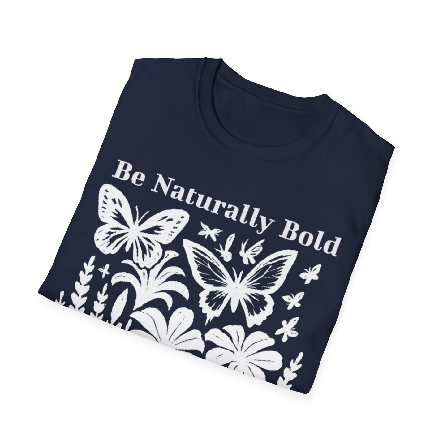 Monochrome Bold Botanical Flowers and Butterflies T-Shirt Design