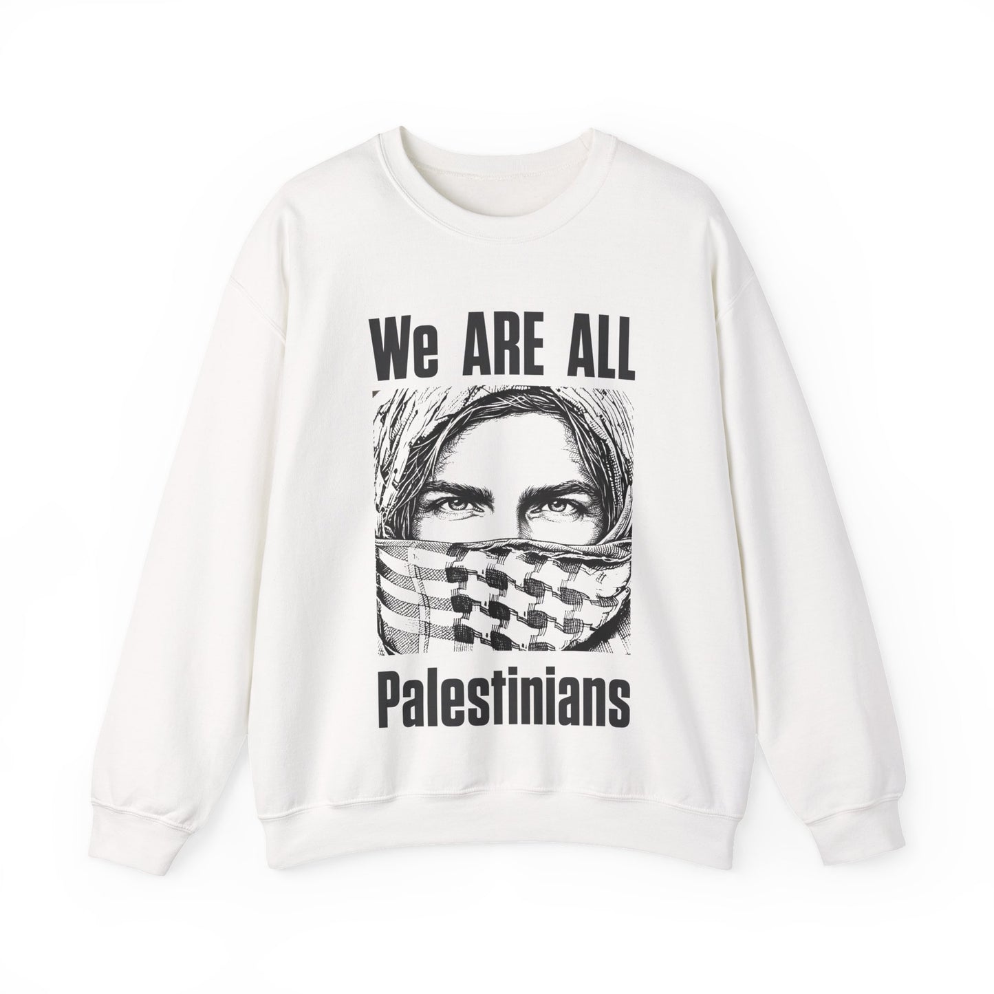 We are all Palestinians Graphic Sweatshirt mans face