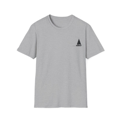 And The Journey Continues -  Minimalist Silhouette Sailboat T-Shirt