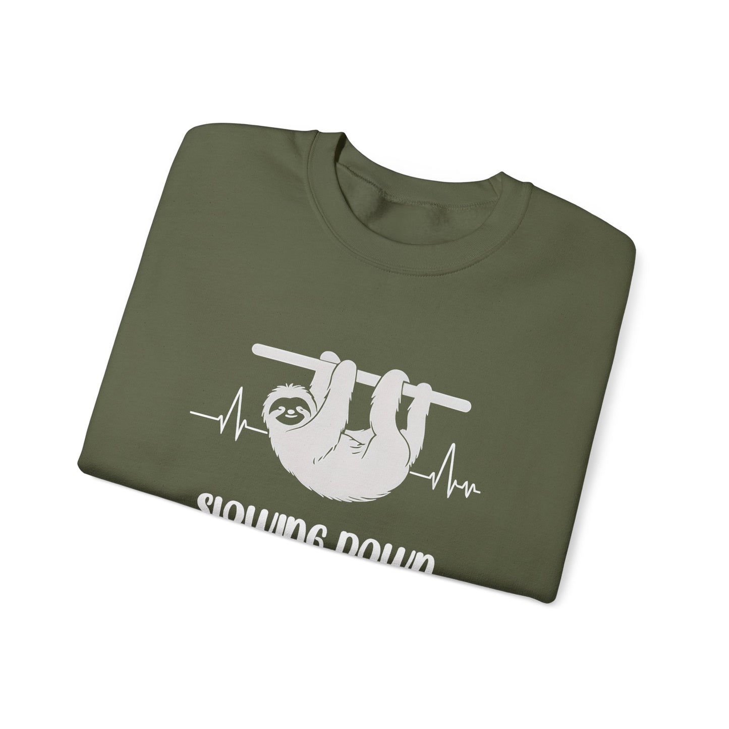Slowing Down Is My Cardio - Sloth Silhouette With Heartbeat Playful Sweatshirt