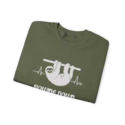 Slowing Down Is My Cardio - Sloth Silhouette With Heartbeat Playful Sweatshirt