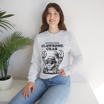 Crabsolutely Adorable Clawsome Crab - Playful Cartoon Crab With Sunglasses And Palm Tree  Sweatshirt