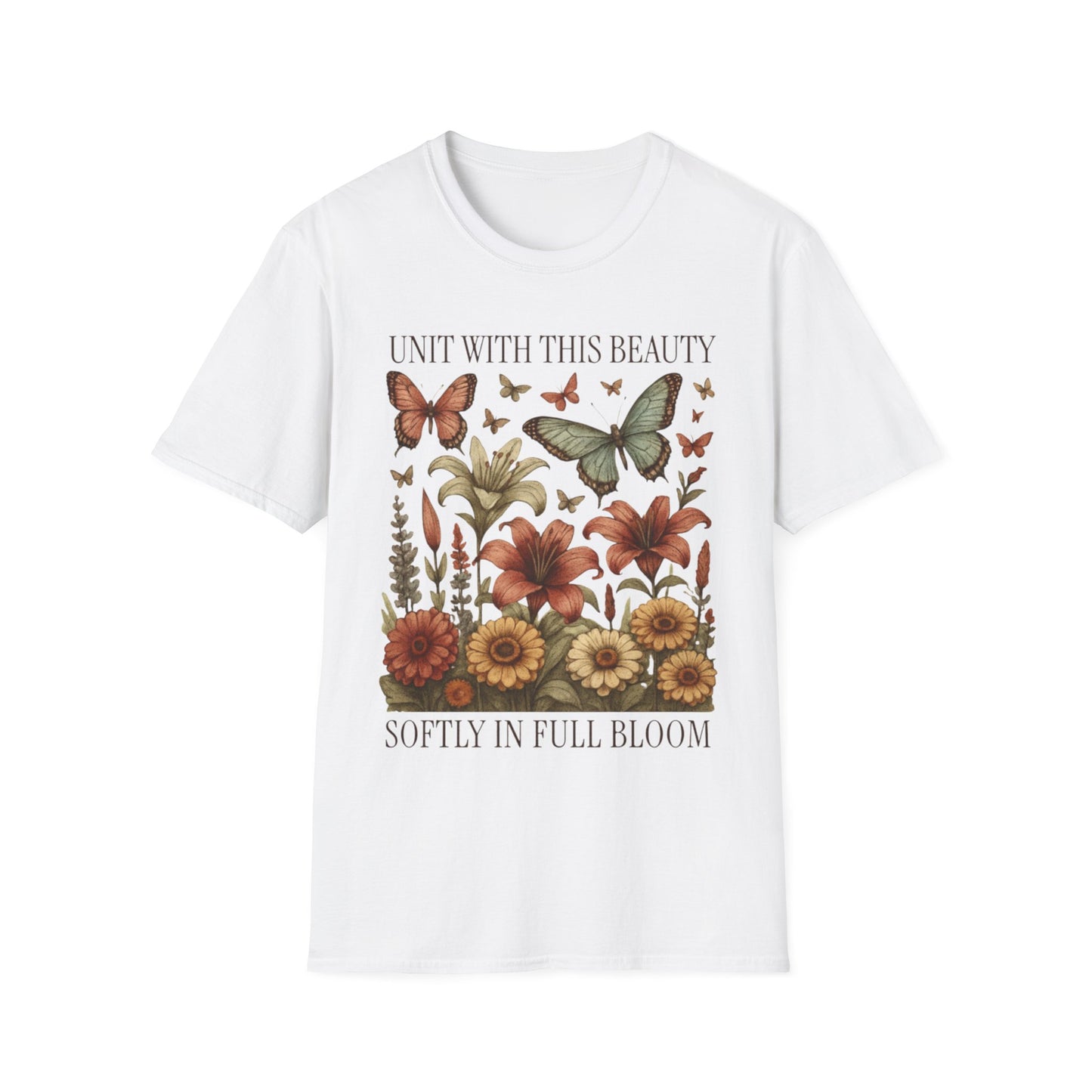 Unit With This Beauty - Vintage Flowers and Butterflies T-Shirt